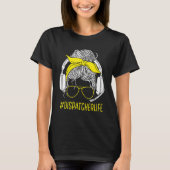 911 Dispatcher Women Girl Thin Gold Line Flag Oper T-Shirt (Vorderseite)