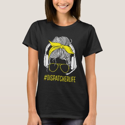 911 Dispatcher Women Girl Thin Gold Line Flag Oper T-Shirt (Vorderseite)