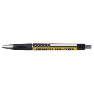 911 Emergency Dispatcher USA Flag Thin Gold Line Kugelschreiber