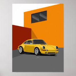911 Gelbes klassisches Pkw-Poster - Retro-Sportwag Poster