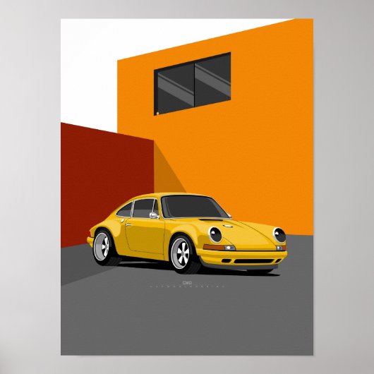 911 Gelbes klassisches Pkw-Poster - Retro-Sportwag Poster (Vorne)
