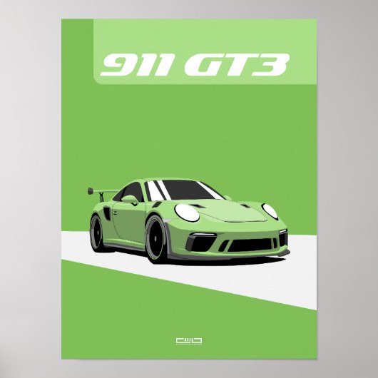 911 GT3 Poster - Green Track Car (Vorne)