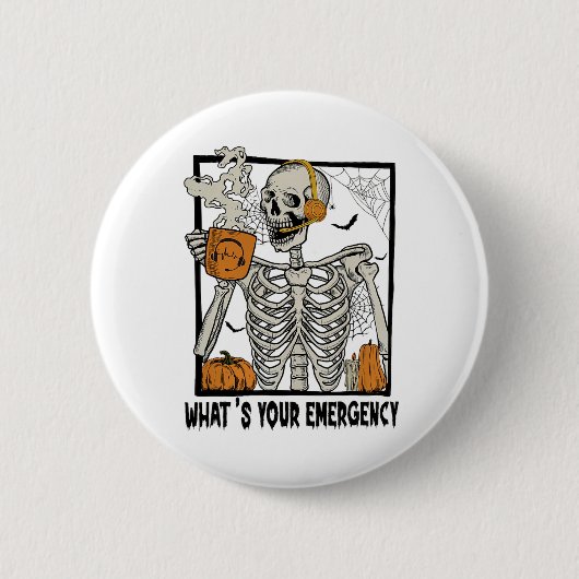 911 Halloween-Skelett, was dein Emerge ist Button (Vorderseite)