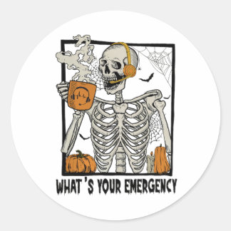 911 Halloween-Skelett, was dein Emerge ist Runder Aufkleber