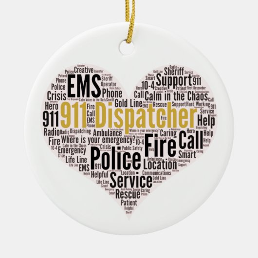 911 Keramik zum Versenden von Word Cloud Ornament (Vorne)