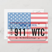 911 Memorial NY Lizenzplate Flag Postkarte (Vorne/Hinten)