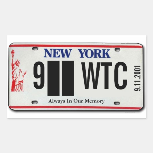 911 Memorial NY-Plate-Aufkleber 2 Rechteckiger Aufkleber (Vorderseite)