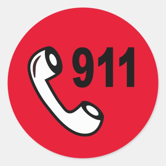 911 NOTFALLROTE TELEFONNUMMER MEDIZINISCHE HILFE RUNDER AUFKLEBER (Vorderseite)