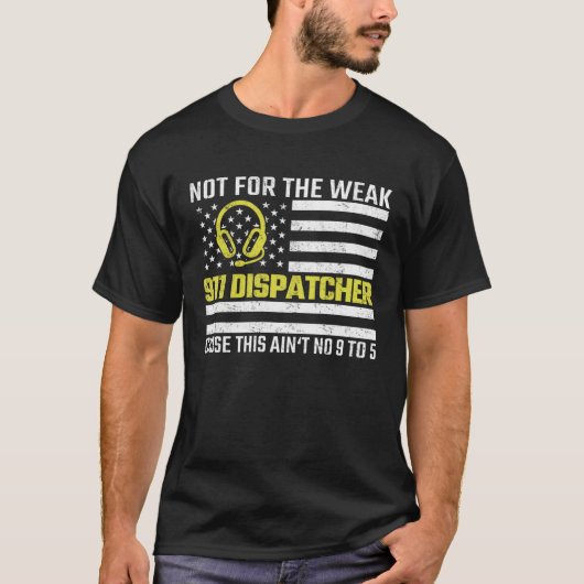 911 Operator US Flag Thin Gold Line Emergency Disp T-Shirt (Vorderseite)