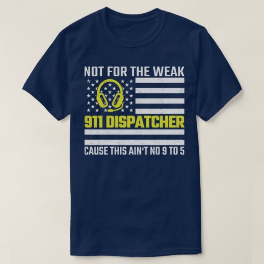 911 Operator US Flag Thin Gold Line Emergency Disp T-Shirt (Design vorne)