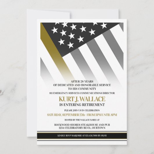 911 Party zum Zurückhalten von Flaggen in dünner G Einladung (Vorderseite)