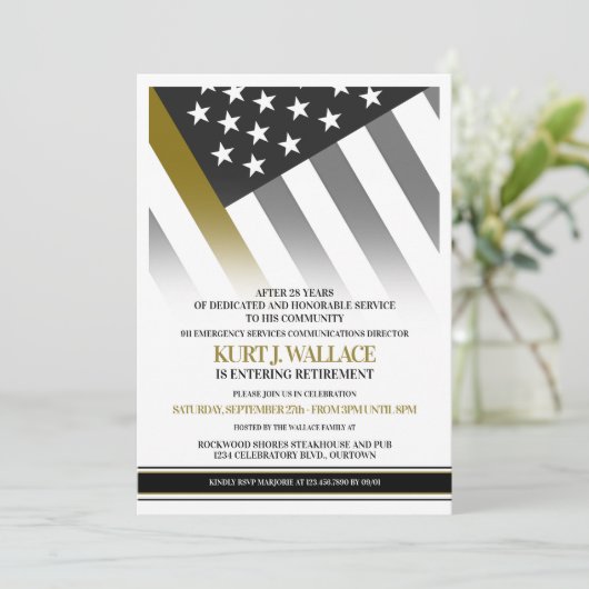 911 Party zum Zurückhalten von Flaggen in dünner G Einladung (Stehend Vorderseite)