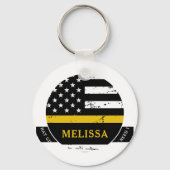 911 Personalisierte dünne Goldlinie für den Dispat Schlüsselanhänger (Rückseite)