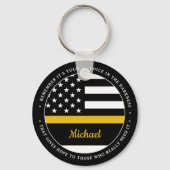 911 Personalisierte dünne Goldlinie für den Dispat Schlüsselanhänger (Vorderseite)