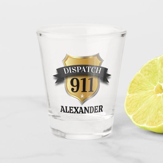 911 Personalisierter Dispatcher Schnapsglas (Vorderseite)