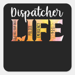 911 Police Emergency Dispatcher Life Gold Quadratischer Aufkleber