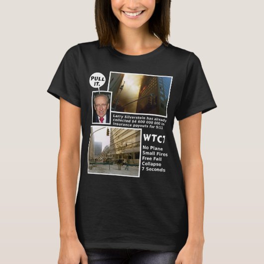 911 Truth WTC7 Schwarzes Shirt mit schwarzer Spitz (Vorderseite)
