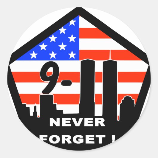 911 Vergessen Sie nie Runder Aufkleber (Vorderseite)