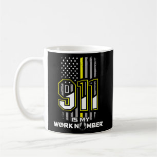 911 Werbe-Nummer in der dünnen gelben Linie Kaffeetasse