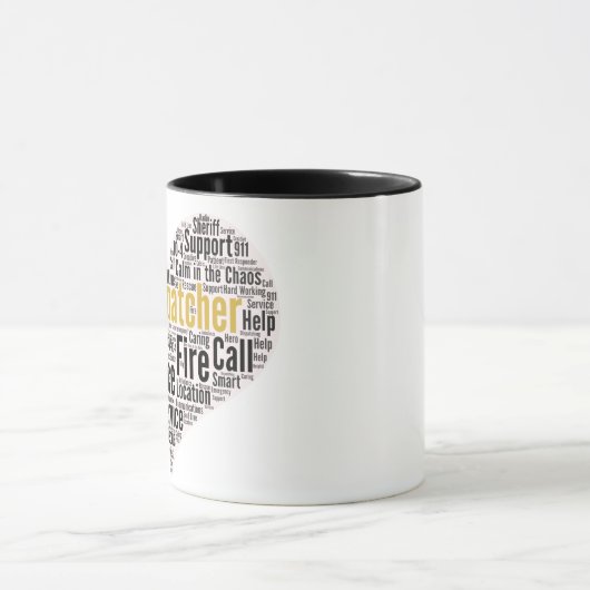 911 Word-Cloud für den Datenaustausch Tasse (Zentrum)