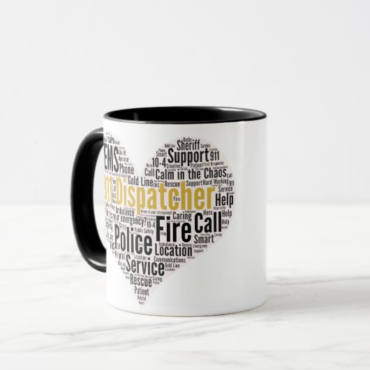 911 Word-Cloud für den Datenaustausch Tasse (Vorderseite Links)