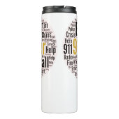 911 Word-Cloud für den Datenaustausch Thermosbecher (Rückseite)