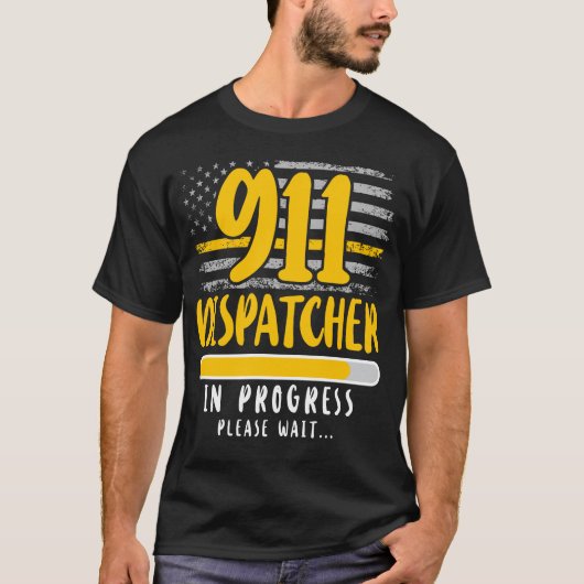 918 Dispatcher Thin Gold Line 911 Dispatcher in T-Shirt (Vorderseite)