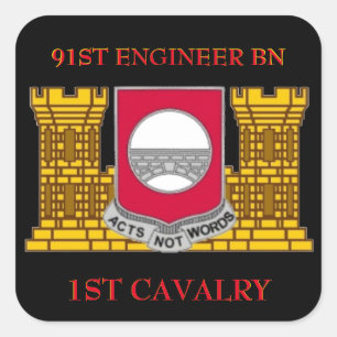 91. ENGINEER-BATTALION 1. CAVALRY-STICKER QUADRATISCHER AUFKLEBER
