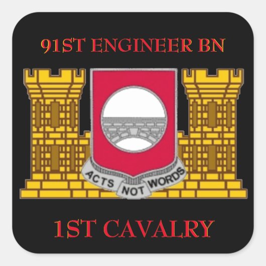 91. ENGINEER-BATTALION 1. CAVALRY-STICKER QUADRATISCHER AUFKLEBER (Vorderseite)