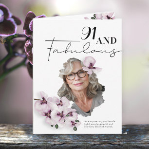 91 & Fantastische Orchideen-Foto-Geburtstagskarte Karte