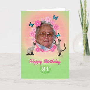 91. Fotokarte mit Katzen und Schmetterlingen, Karte