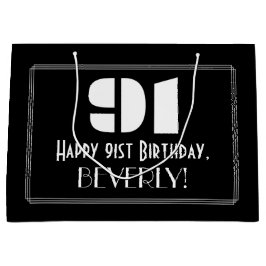 91. Geburtstag ~ Art Deco Inspiriert Look "91" + N Große Geschenktüte