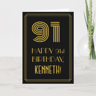91. Geburtstag: Art Deco Inspiriert Look "91" & Na Karte