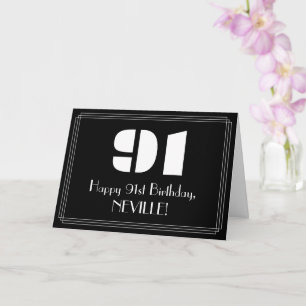 91. Geburtstag: Art Deco inspiriertes Aussehen "91 Karte