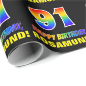 91. Geburtstag: Bold, Fun, Simple, Rainbow 91 Geschenkpapier (Rolleneckpunkt)
