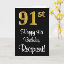 91. Geburtstag ~ Elegante Luxuriöse Imitate Gold L