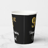 91. Geburtstag - Elegante Luxuriöse Imitate Gold L Pappbecher (Rechts)