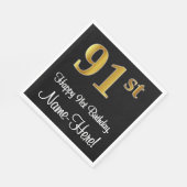 91. Geburtstag ~ Elegante Luxuriöse Imitate Gold L Serviette (Ecke)