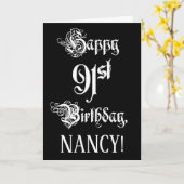 91. Geburtstag: Extravagant, elegant, Script + Ind Karte (Gelbe Blume)