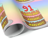 91. Geburtstag: Fun Cake and Candles + Individuell Geschenkpapier (Rolleneckpunkt)