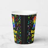 91. Geburtstag: Fun Musiknotens Pattern, Regenboge Pappbecher (Rechts)