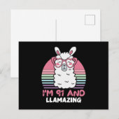 91. Geburtstag Llamazing Llama 91 Jahr Geburtstag Postkarte (Vorne/Hinten)