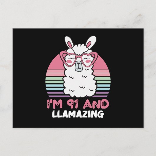 91. Geburtstag Llamazing Llama 91 Jahr Geburtstag Postkarte (Vorderseite)