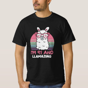 91. Geburtstag Llamazing Llama 91 Jahr Geburtstag T-Shirt
