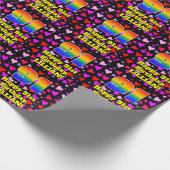 91. Geburtstag: Loving Hearts Pattern, Regenbogen Geschenkpapier (Ecke)