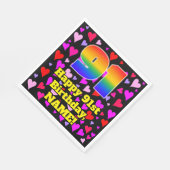 91. Geburtstag: Loving Hearts Pattern, Regenbogen Serviette (Ecke)