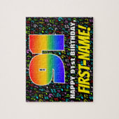 91. Geburtstag — Spaß, farbenfrohe Musiksymbole &  Puzzle (Vertikal)