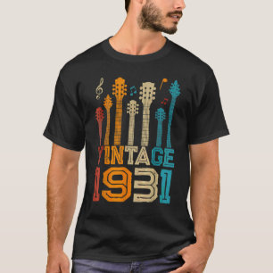 91. Geburtstag Vintage 1931 Gitarrist Gitarre T-Shirt