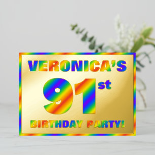 91. Geburtstagsfeier — Spaß, Regenbogen-Spektrum „ Folieneinladung