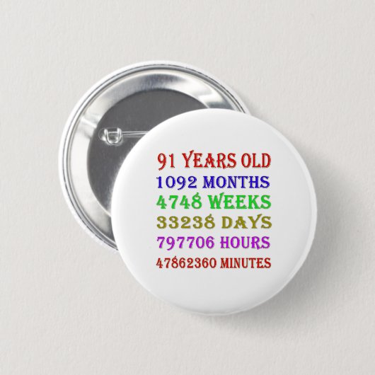 91. Geburtstagsfeiertage Button (Vorne & Hinten)